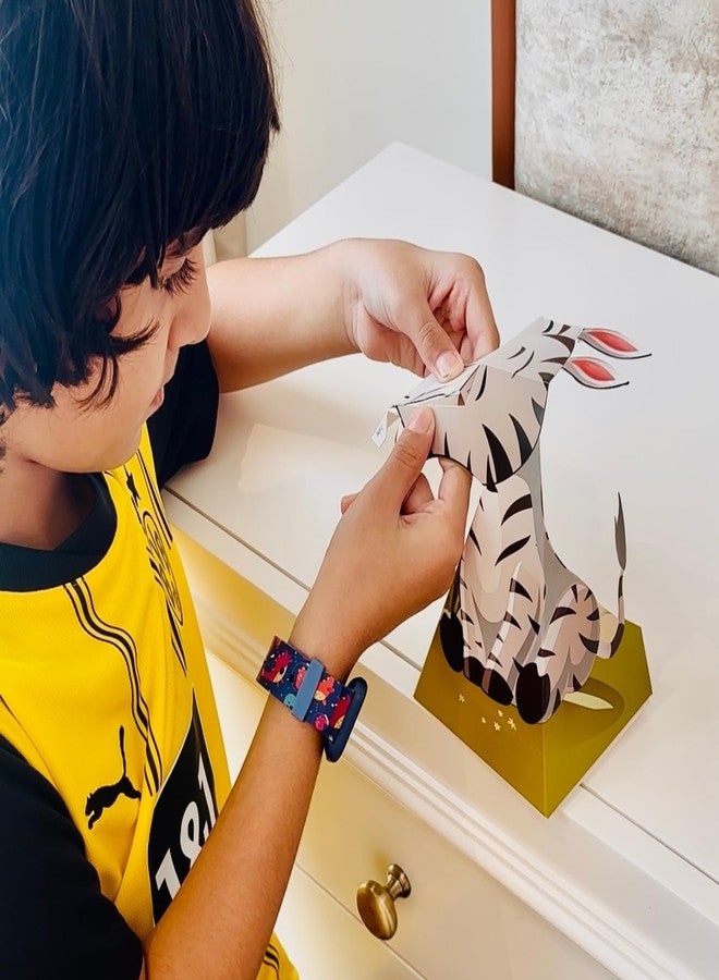 فلو مجموعة FLO Brainery Wild Illusions لصنع حيوانات ثلاثية الأبعاد للأطفال من عمر 6 سنوات فما فوق | لعبة تعليمية STEAM | اصنع حيوانات بعيون متحركة وصور "أراك" | هدية تعليمية فنية وعلمية للأولاد والبنات - Image 4